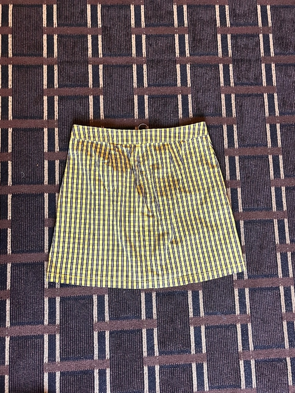 Women’s Arizona Jeans Co Yellow Pink Black Plaid Mini Skirt Size 11 Zip (604)